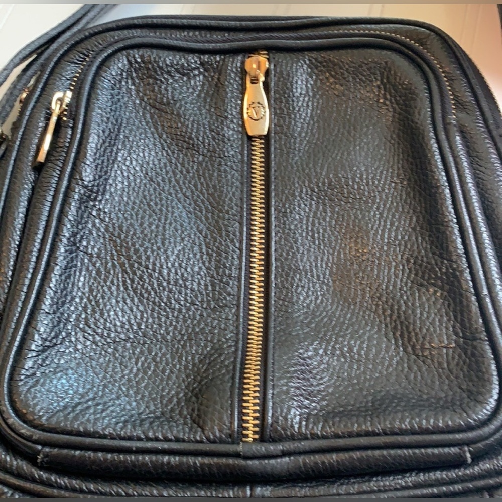 Valentina Black Leather Crossbody w/ Cool Vertical Zip Pocket - Picture 2 of 8